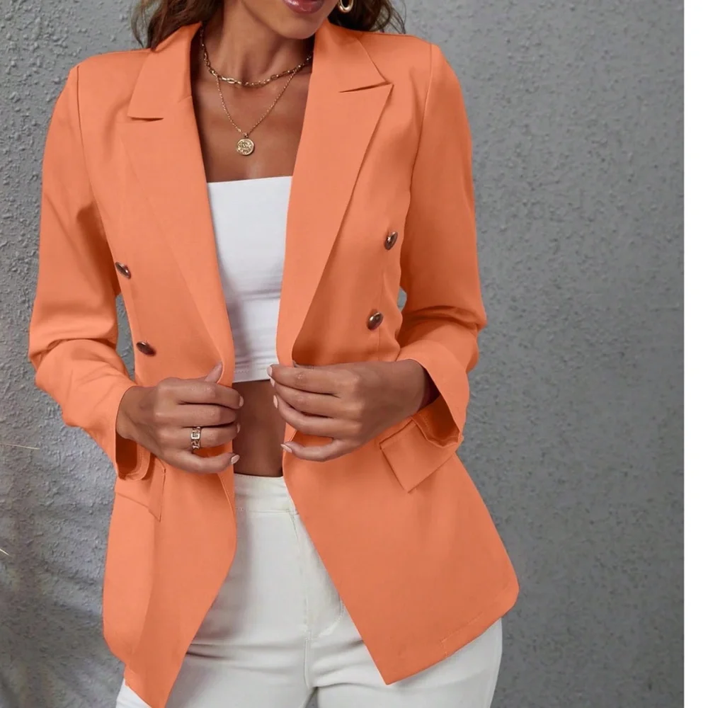 Classic Solid Button Minimalist Blazer - Picture 11 of 11